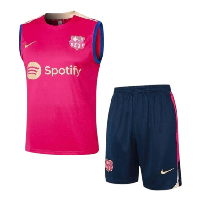 Kit Treino adulto - Camisa e Shorts - Barcelona Nike 24/25 - Rosa e azul