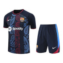 Kit Treino adulto - Camisa e Shorts - Barcelona Nike 24/25 - Azul com detalhes em branco e vermelho