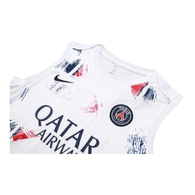 Kit Treino adulto - Camisa e Shorts - Paris Saint-Germain Nike 24/25 - Branco e azul com detalhes em vermelho