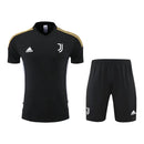 Kit Treino adulto - Camisa e Shorts - Juventus Adidas 23/24 - Preto com detalhes em branco e dourado