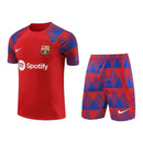 Kit Treino adulto - Camisa e Shorts - Barcelona Nike 23/24 - Vermelho com detalhes em azul