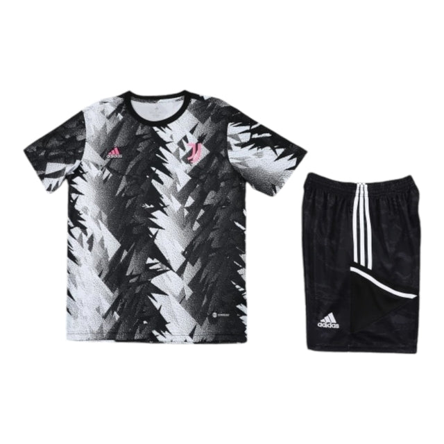Kit Treino adulto - Camisa e Shorts - Juventus Adidas 23/24 - Branco e preto