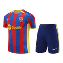 Kit Treino adulto - Camisa e Shorts - Barcelona Nike 23/24 - Azul e vermelho com detalhes em amarelo