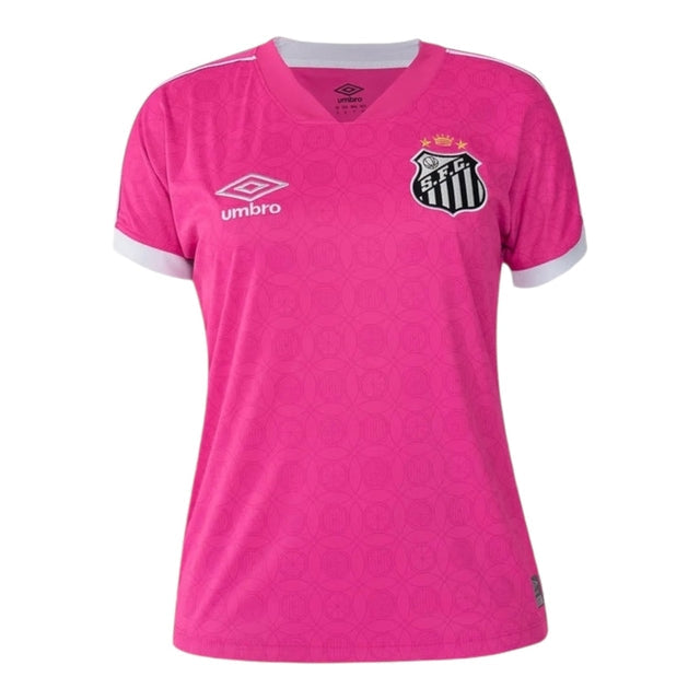 Camisa Santos Edição especial Outubro Rosa 23/24 -  Umbro Feminina - Rosa com detalhes em branco