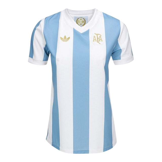 Camisa Seleção Argentina Edição Comemorativa 25/26 - Torcedor Adidas Masculina - Branca com listras em azul