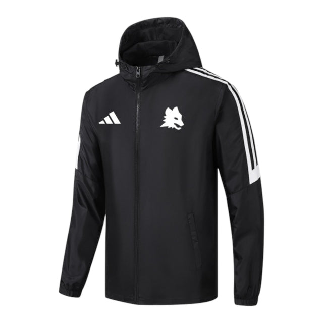 Jaqueta Corta-Vento Roma 24/25 - Masculina Adidas - Preta com detalhes em branco