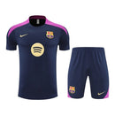 Kit Treino adulto - Camisa e Shorts - Barcelona Nike 25/26 - Azul com detalhes em rosa