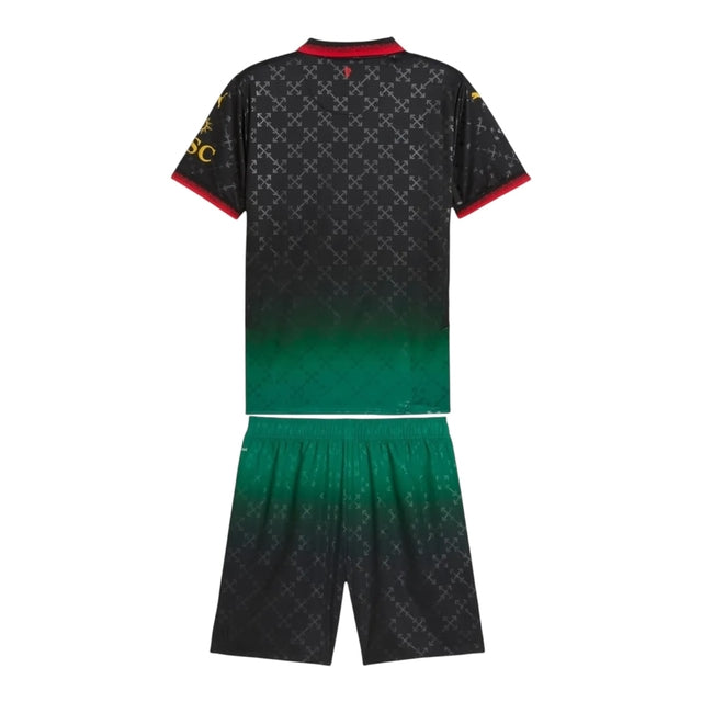 Kit infantil AC Milan Edição especial 25/26 - Puma - Preto com detalhes em verde