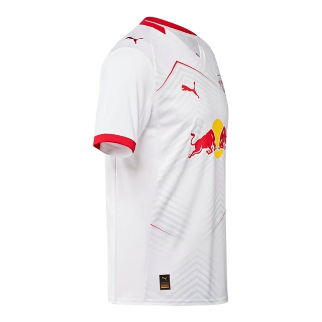 Camisa Red Bull Leipzig I 25/26 - Torcedor Puma Masculina - Branca com detalhes em vermelho