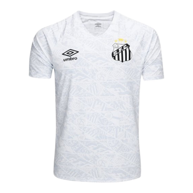 Camisa Santos Pré-jogo 25/26 - Torcedor Umbro Masculina - Branca com detalhes em cinza