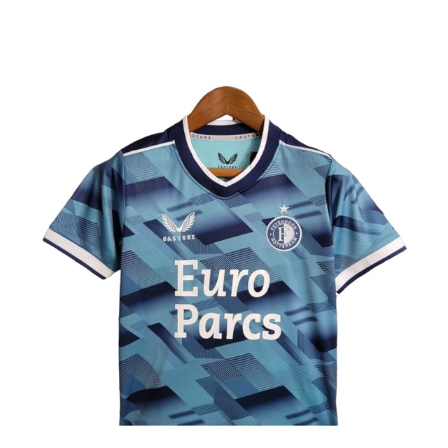 Kit Infantil Feyenoord Rotterdam II 23/24 - Castore - Azul com detalhes em branco