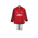 Kit Infantil Manchester United I manga longa 23/24 - Adidas - Vermelho com detalhes em preto
