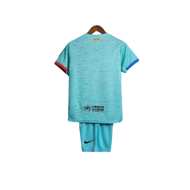 Kit Infantil Barcelona II 23/24 - Nike - Verde com detalhes em azul e vermelho