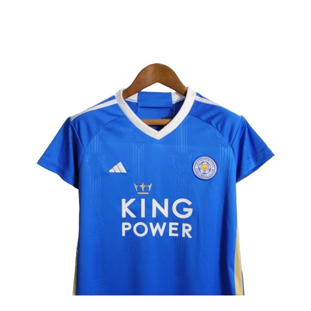 Kit Infantil Leicester City I 23/24 - Adidas - Azul com detalhes em branco e dourado