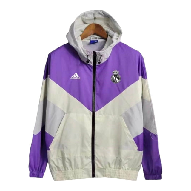 Jaqueta Corta-Vento Real Madrid 23/24 - Masculina Adidas - Roxa e branca