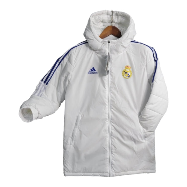 Jaqueta Corta-Vento Real Madrid 2023 - Masculina Adidas - Branca com detalhes em azul