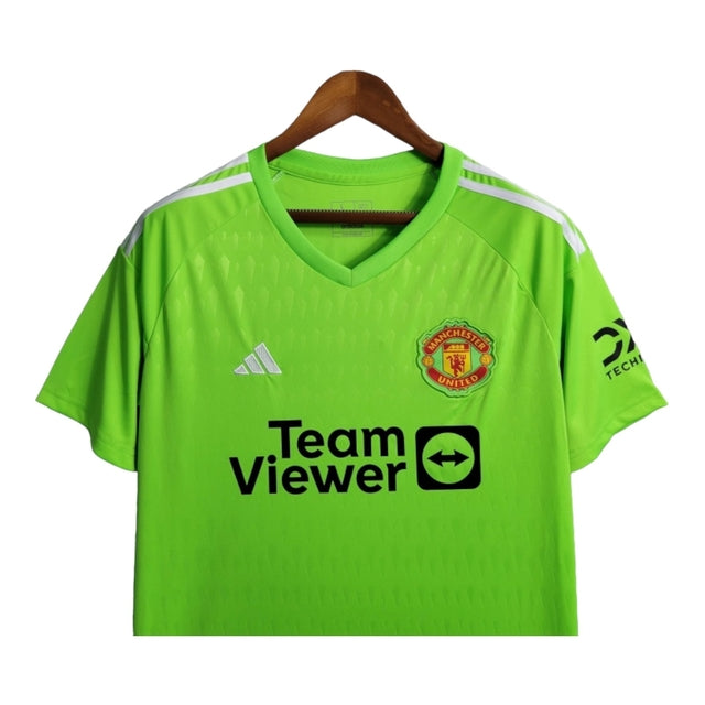 Camisa Manchester United Goleiro 23/24 - Torcedor Adidas Masculina - Verde com detalhes em branco e preto