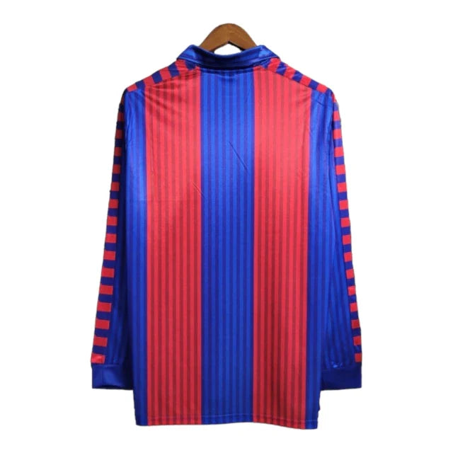 Camisa Retrô Barcelona I 1992 manga longa - Masculina Meyba - Azul e vermelha