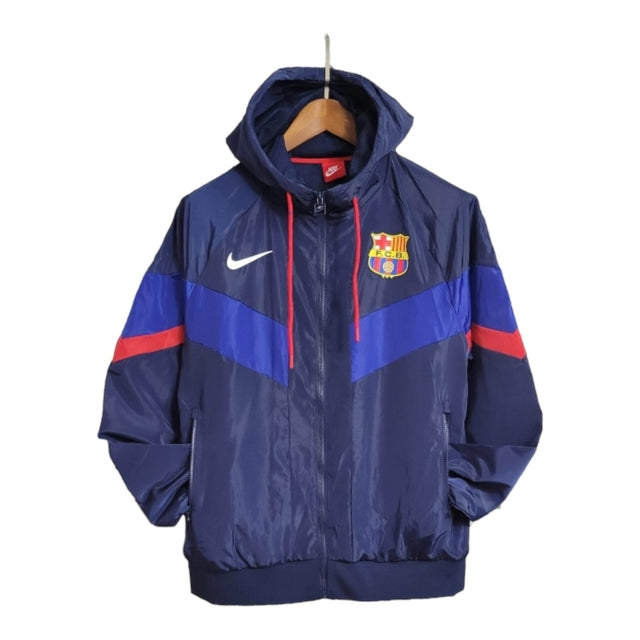 Jaqueta Corta-Vento Barcelona 23/24 - Azul com detalhes em vermelho