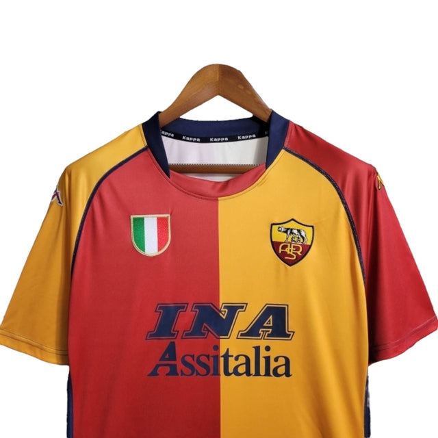 Camisa Retrô Roma I 2001/2002 - Kappa Masculina - Vermelha e amarela