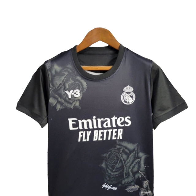 Kit Infantil Real Madrid Edição especial 24/25 - Y-3 - Preto com desenhos de rosas