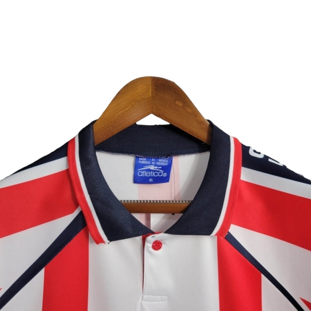 Camisa Retrô Chivas Guadalajara 2002/2003 - Masculina Atlética - Branca com detalhes em vermelho e azul