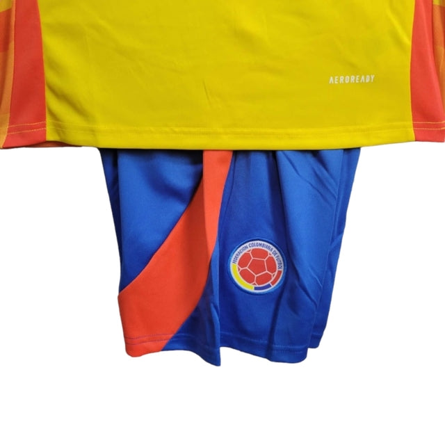 Kit Infantil Colombia I 24/25 - Adidas - Amarelo com detalhes em laranja e azul