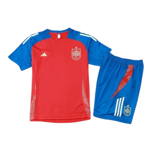 Kit Treino adulto - Camisa e Shorts - Seleção Espanha Adidas 24/25 - Azul e vermelho