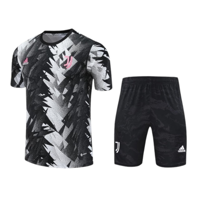 Kit Treino adulto - Camisa e Shorts - Juventus Adidas 23/24 - Branco e preto