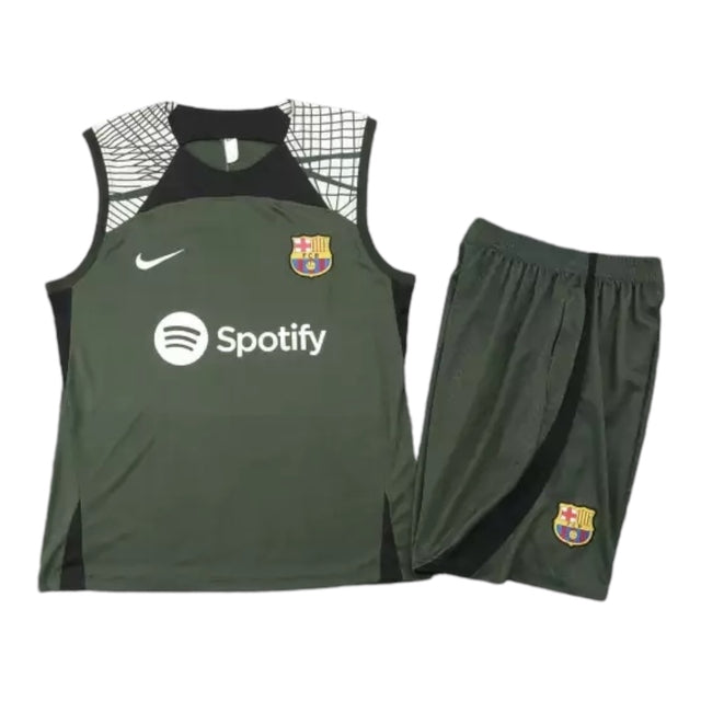 Kit Treino adulto - Camisa e Shorts - Barcelona Nike 23/24 - Verde com detalhes em branco