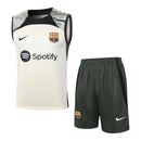 Kit Treino adulto - Camisa e Shorts - Barcelona Adidas 23/24 - Bege e verde