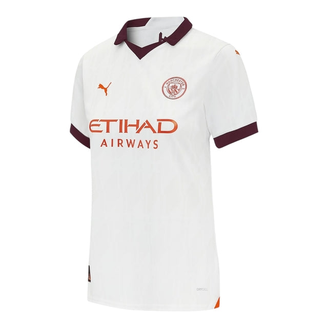 Camisa Manchester City II 23/24 -  Puma Feminina - Branca com detalhes em vinho
