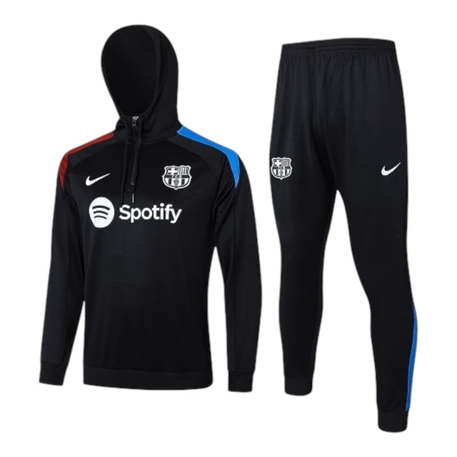Conjunto Barcelona Treino 24/25 - Masculino Nike - Preto com detalhes em azul e vermelho
