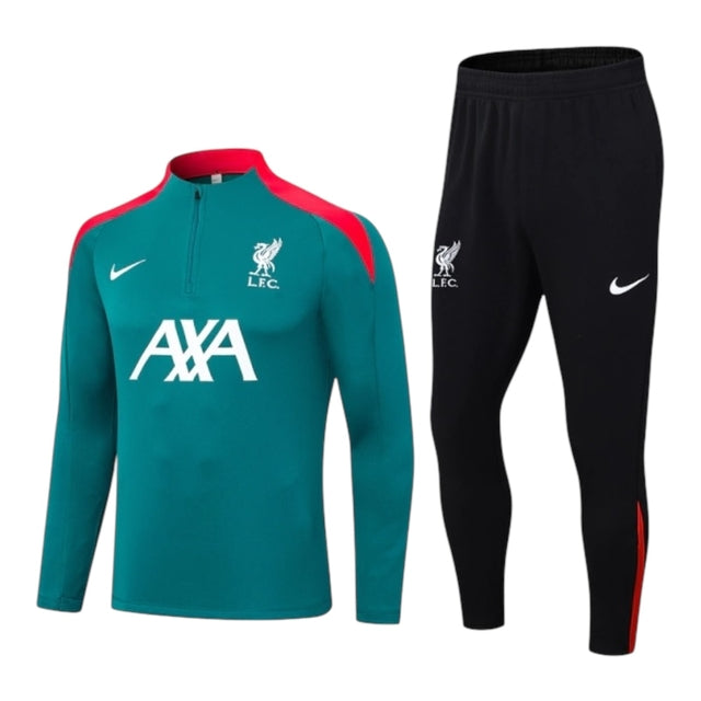Conjunto Liverpool Treino 24/25 - Masculino Nike - Verde e preto com detalhes em vermelho