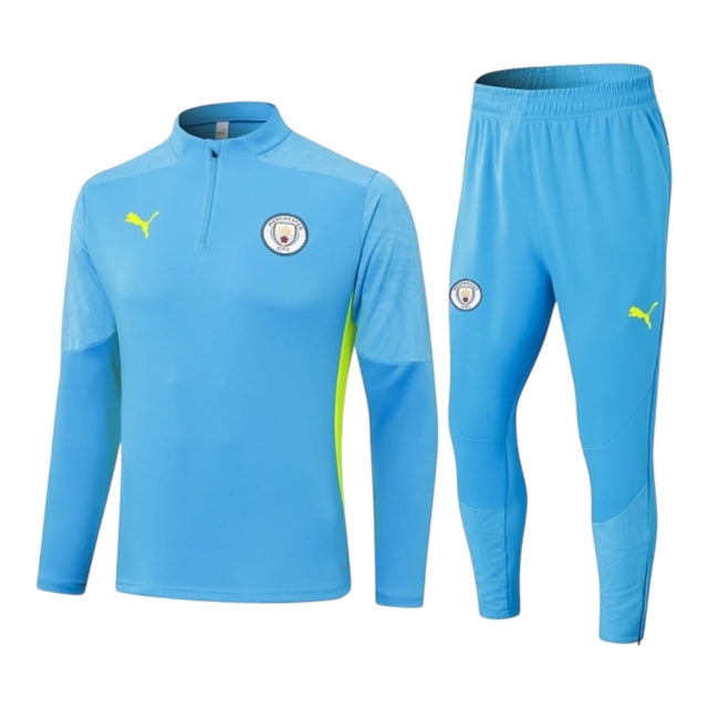 Conjunto Manchester City 24/25 - Masculino Puma - Azul com detalhes em verde