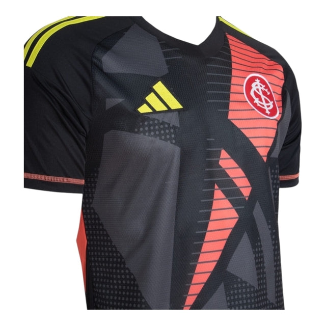Camisa Internacional Goleiro I 25/26 - Torcedor Adidas Masculina - Preta com detalhes em laranja e amarelo