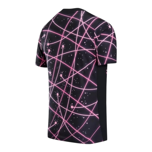 Camisa Paris Saint-German Pré-jogo 25/26 - Torcedor Jordan Masculina - Preta com detalhes em rosa
