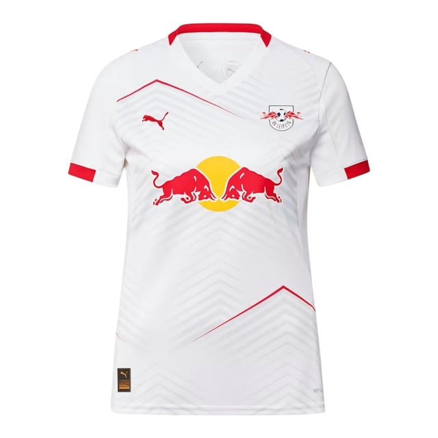 Camisa Red Bull Leipzig I 25/26 -  Puma Feminina - Branca com detalhes em vermelho