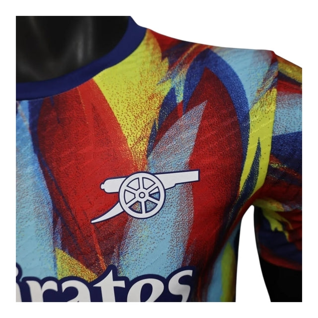 Camisa Arsenal Pré-jogo 25/26 - Jogador Adidas Masculina - Azul e vermelha e amarela