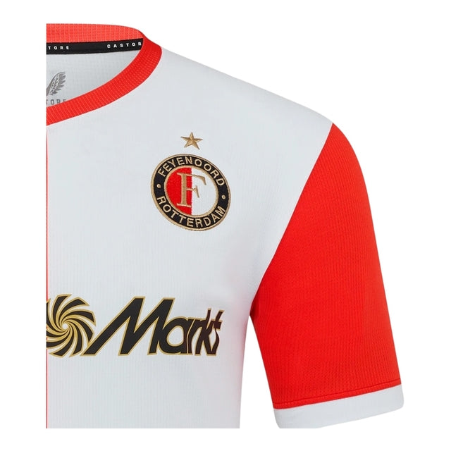 Camisa Feyenoord I 25/26 - Torcedor Castore Masculina - Branca e vermelha