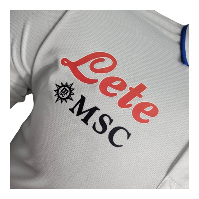 Camisa Napoli 23/24 polo - Jogador EA7 Masculina - Branca com detalhes em azul