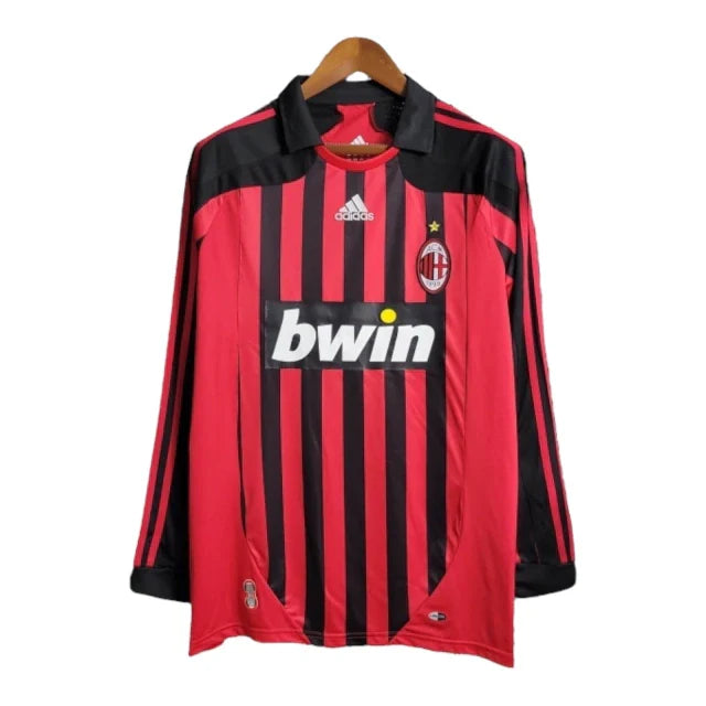 Camisa Retrô AC Milan I 2007/2008 manga longa - Masculina Adidas - Vermelha e preta