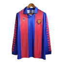 Camisa Retrô Barcelona I 1992 manga longa - Masculina Meyba - Azul e vermelha