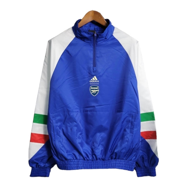 Jaqueta Corta-Vento Arsenal 23/24 - Azul com detalhes em branco e verde e vermelho