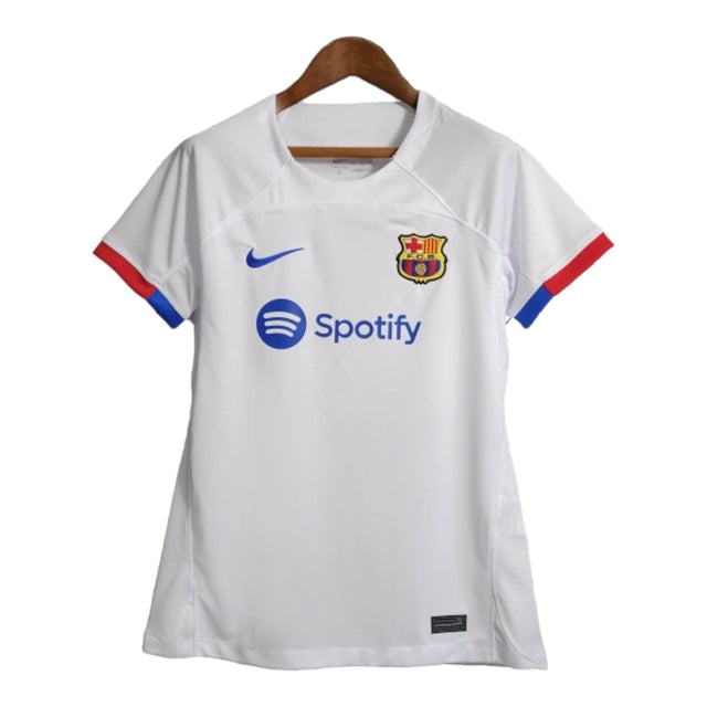 Camisa Barcelona II 23/24 -  Nike Feminina - Branca com detalhes em vermelho e azul