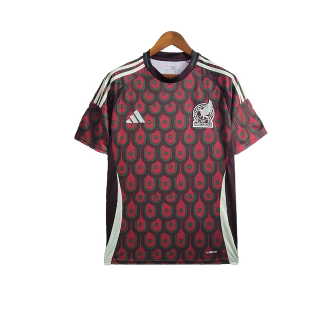 Camisa Seleção do México I 24/25 -  Adidas Feminina - Vinho com detalhes em vermelho e verde