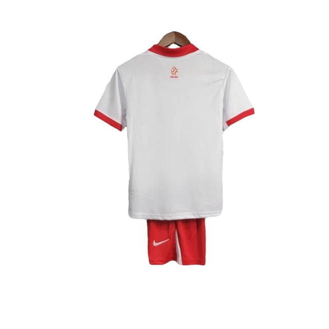 Kit Infantil Polônia I 24/25 - Nike - Branco com detalhes em vermelho