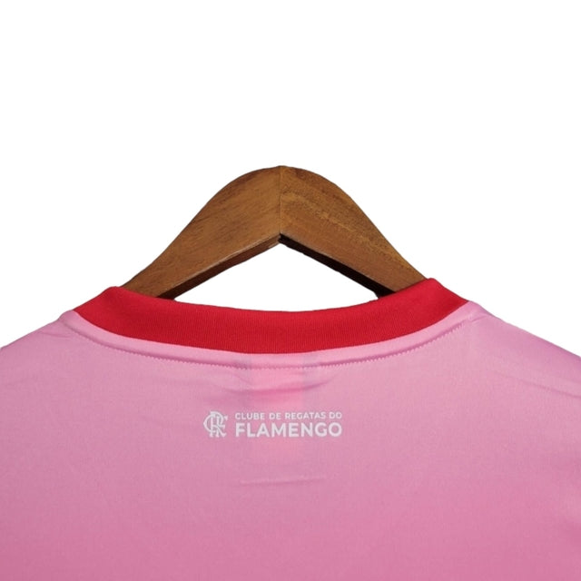 Camisa Flamengo 23/24 - Torcedor Masculina - Rosa com detalhes em vermelho