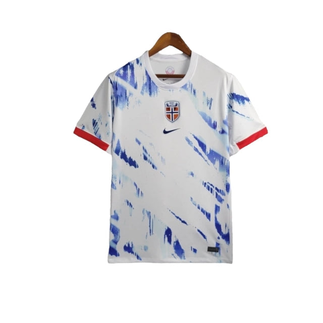 Camisa Seleção da Noruega II 24/25 - Torcedor Nike Masculina - Branca com detalhes em azul e vermelho