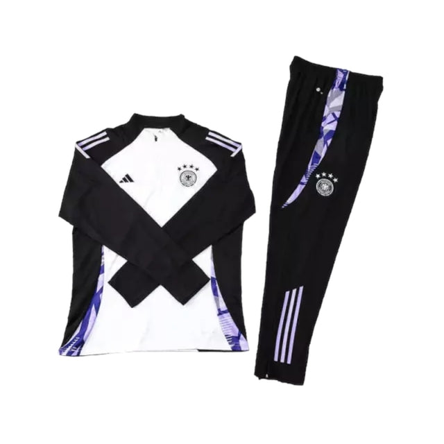 Conjunto Seleção Alemanha Treino 23/24 - Masculino Adidas - Branco com detalhes em preto e roxo